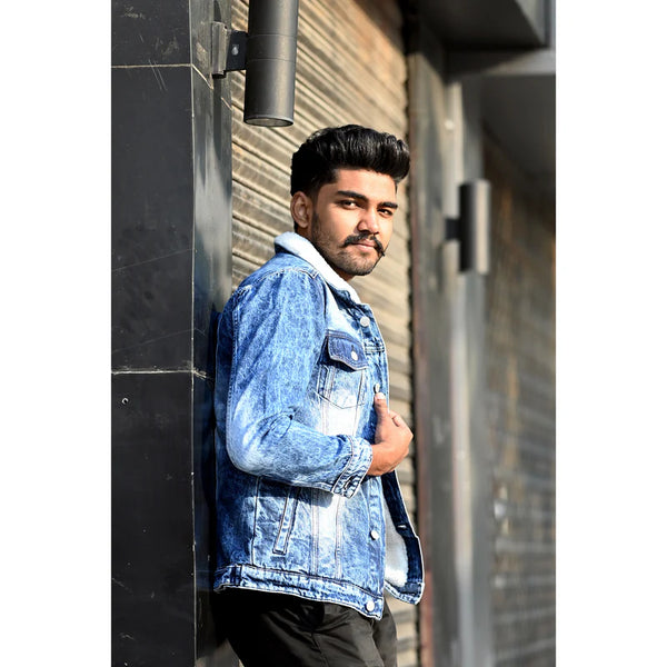 RANDOM WASH FUR DENIM JACKET